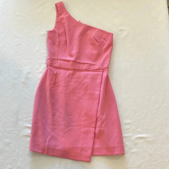 French Connection Whisper one shoulder minidress mini dress pink size 0 NWT - Picture 2 of 5
